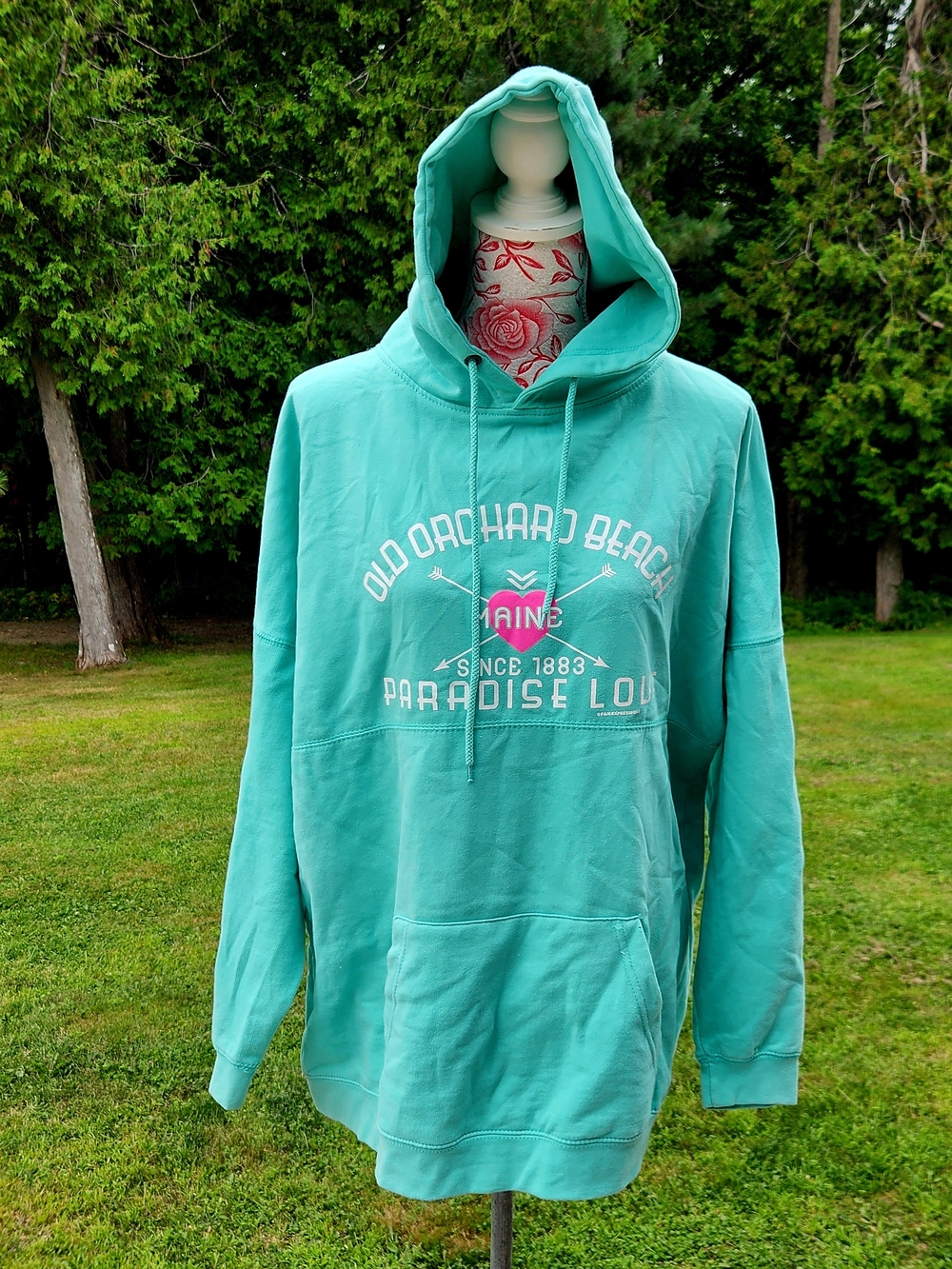 Womens Teal Old Orchard Beach Maine Hoodie M
